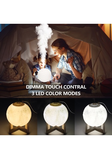 Skycity Ev Ve Araba Kullanıma Uygun Usb Lunar Led Gece Lambası - 880ml Hava Nemlendirici, İnce Atomizasyon, Otomatik Kapatma Özelliği