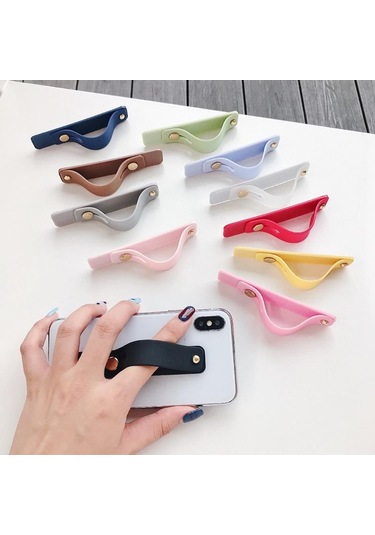 Beyaz Akıllı Telefon İçin Ayarlanabilir Basit Renkli Silikon Taşınabilir Stand Tutucu Telefon Braketi