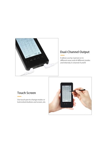 Geeksen "çift Kanal Şarj Edilebilir Tens/ems Kas Stimülatörü - 28 Mod, 20 Seviye, Dokunmatik Ekran" Siyah