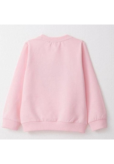 Kız Çocuk Ayıcık Nakışlı Pamuklu Eşofman Takım-14585 Pembe