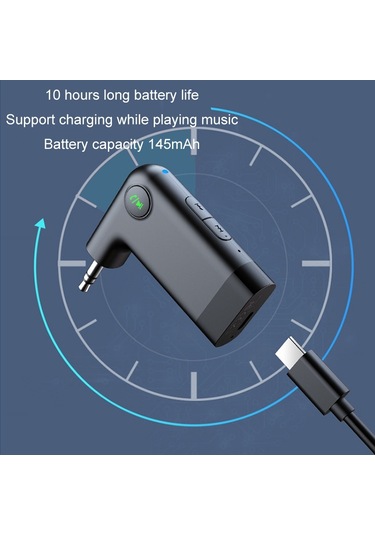 S-18 Araba Mini Aux Ses Adaptörü Kablosuz Bluetooth 5.0 Alıcı