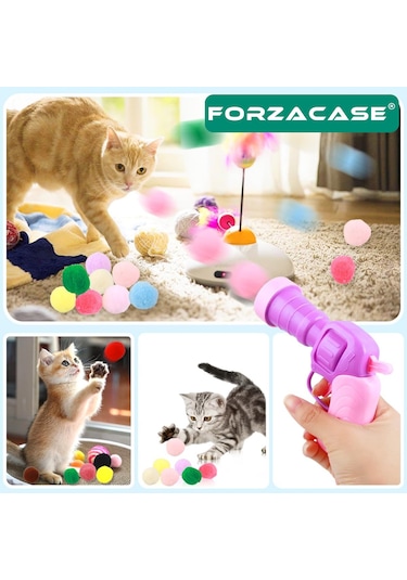 Forzacase Toplu Peluş Top Atan İnteraktif Kedi Oyuncağı 30'lu