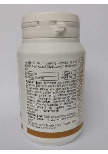 Ersağ Ginseng Gıda Takviyesi