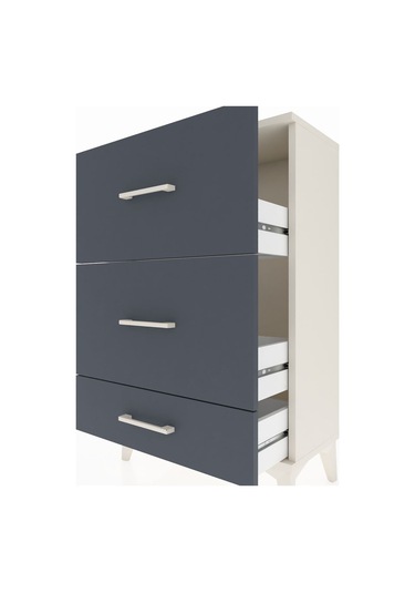 Arges Komodin 3 Çekmeceli 60x30x96 Aytaşı-antrasit Aytaşı