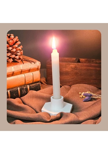 Lumen Dekoratif Mumluk & Şamdan El Yapımı Obje Minimalist Tasarım Beyaz