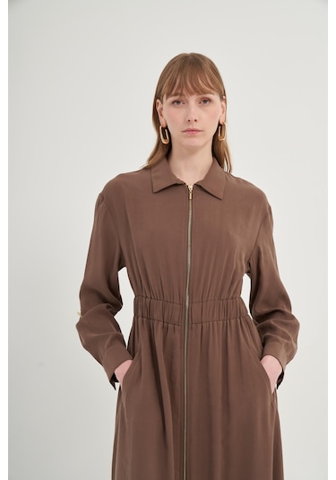 Ftz Modal Elbise Kahve 31033 Kahve