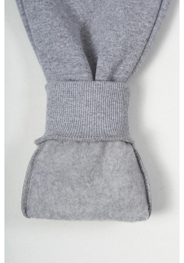 Mmetalic Gri Kalın Pamuklu Beli Ve Paçası Lastikli Cepli 5-6-7-8-9-10-11-12 Yaş Kız Çocuk Eşofman Altı Gri