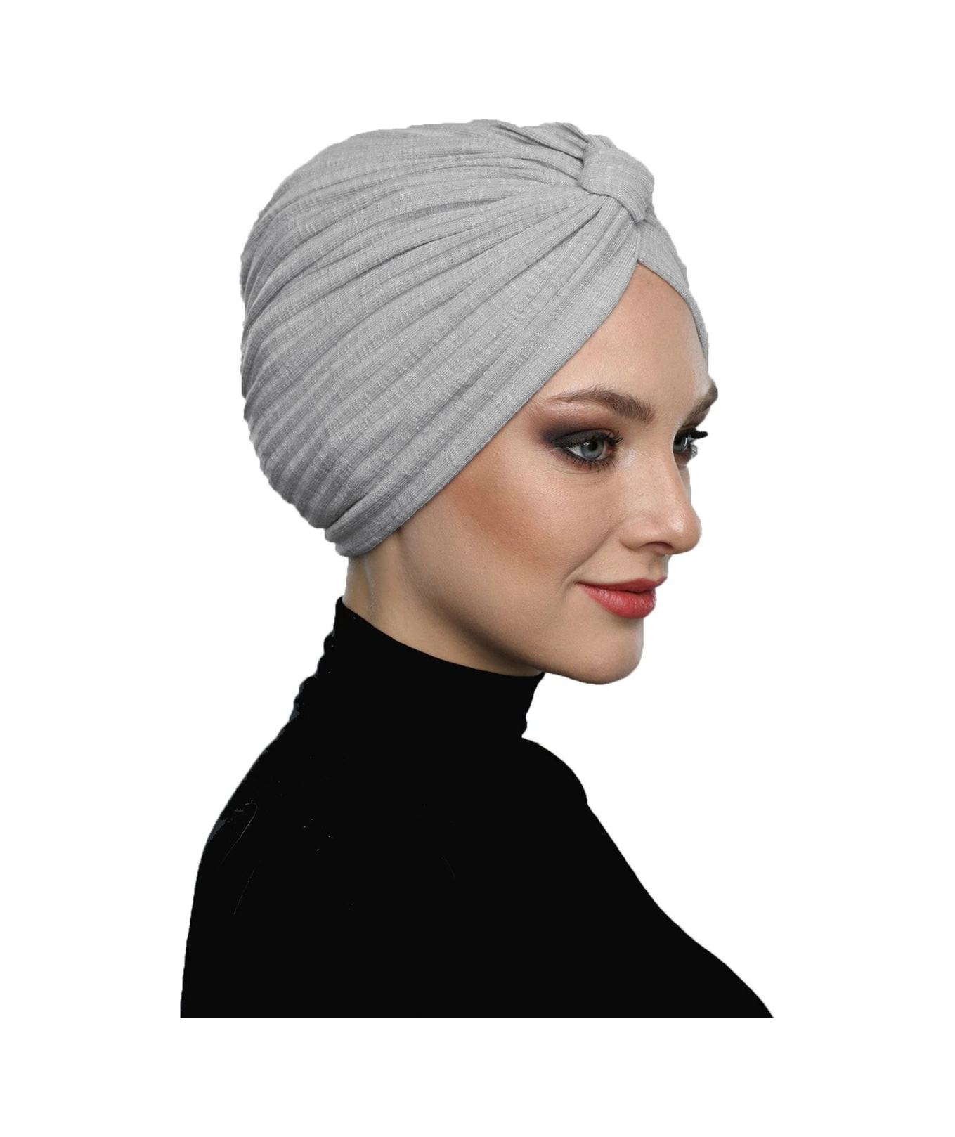 Pamuklu Bantlı Çapraz Astarlı Bulut Grisi Hazır Türban Tesettür Havuz Bonesi Bulut Grisi