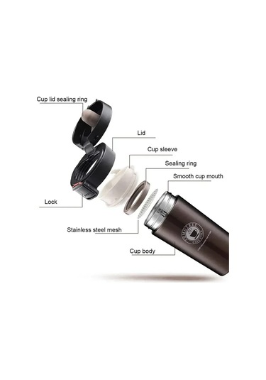 500 Ml Termal Kupa Sızdırmaz Termos Kupa Kahve Çift Duvar 304 Diğer Siyah