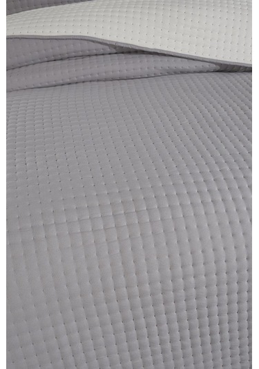 Elisa Dolgulu Çift Taraflı Çift Kişilik 240x260 Cm Yatak Örtüsü Koyu Gri Gri