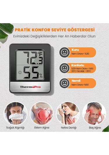 ThermoPro TP49B Mini Iç Mekan Dijital Sıcaklık ve Nem Ölçer Termometre