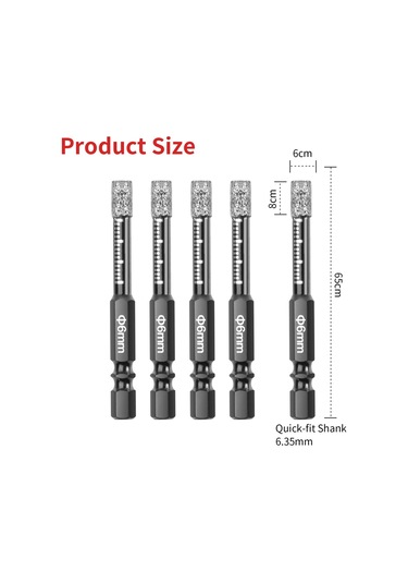 10 Adet Elmas Matkap Ucu, 6 Mm Kuru Elmas Çekirdek Matkap Ucu Seti