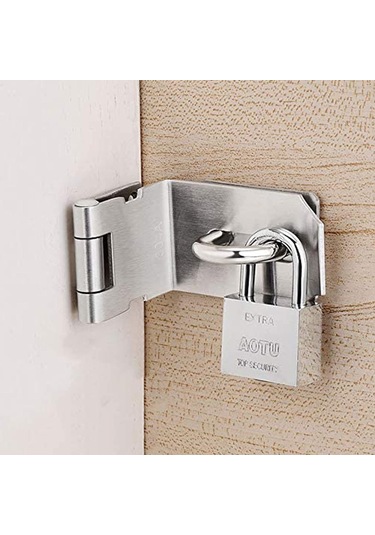 4 İnç Kapı Hasp Mandal 90 Derece, Paslanmaz Çelik Güvenlik Dik Açısı Ama Kilit Hasp Kilitleme Mandağı