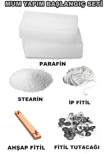 Mum Yapım Seti,1Kg Kokulu Mum Parafini,Fitil,Mum Çıtçıtı,Stearin
