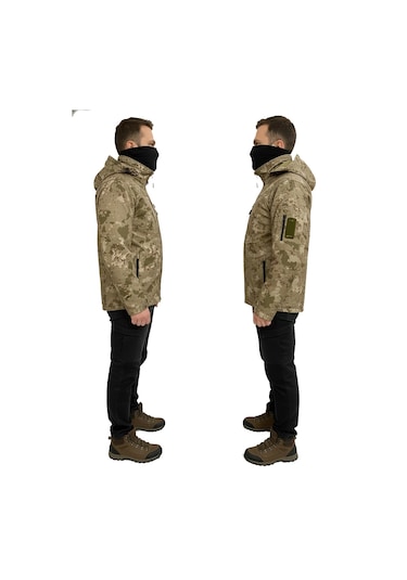 Mysia Outdoor Tsk Piyade Kamuflaj Soft Shell Mont Çift Kat Polarlı Çok Renkli