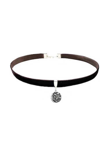 Kahverengi Kadife Galaksi Choker Mavi
