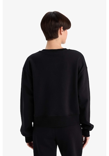 Defacto - Boxy Fit Basıc Sweatshirt B8568AX24WN Siyah
