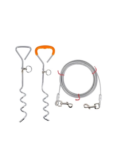 Sones Dış Mekan Evcil Hayvan Tasması Paslanmaz Çelik Zemin Çivisi Sabitleme Cıvatası, Özellikler: Klasik + Tel Halat