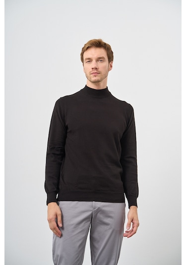 Morven Erkek Siyah Basic Yarım Balıkçı Yaka Dynamic Fit Rahat Kesim Triko 26kc017001001 Siyah Siyah