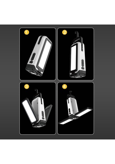 Geeksen Açık Hava Kamp Işığı Çok İşlevli Katlanır Bakım Çalışma Işığı Taşınabilir Beyaz