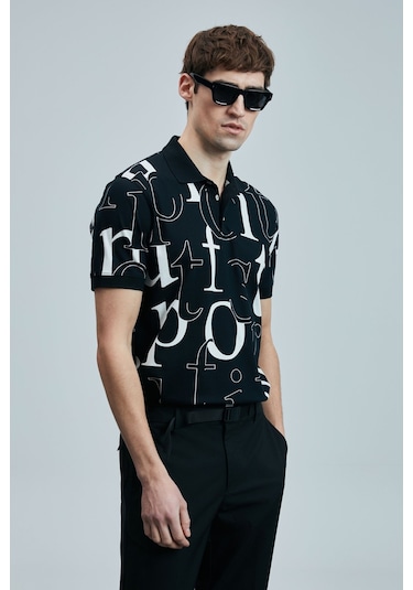 Lufian Erkek Dıamond Smart Polo T-shirt 111040219 Siyah Siyah