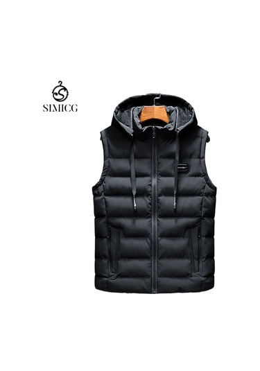 Yeni Dar Kesim, Kalınlaştırılmış, Sıcak Erkek Yeleği Siyah