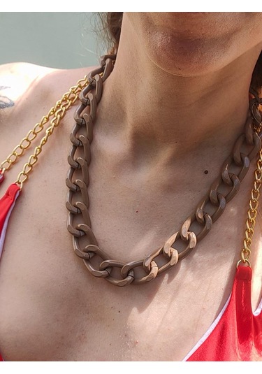 SÜTLÜ KAHVE KALIN ZİNCİR KOLYE-ZİNCİRKOL16 Yeşil