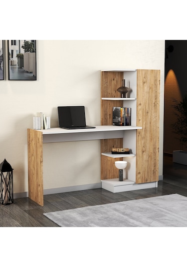 Venüs Çalışma Masası Raflı Kapaklı Çam Beyaz - Clm0503 Beyaz