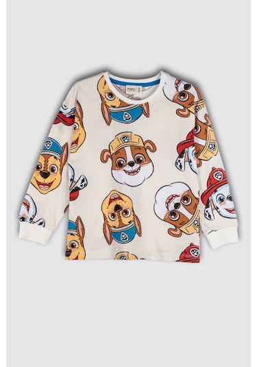 Zuzunga Mutlu Paw Patrol Desenli Pamuk Erkek Çocuk Pijama Takımı - Ekru