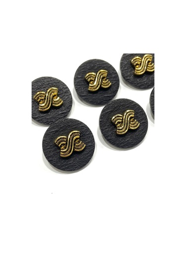 Trençkot Ceket Düğmesi / Kabartma Gold Detaylı / Siyah 2,2 Cm / Kod:2620