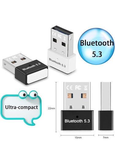 Bluetooth 5.3 Usb Adaptör, Bluetooth Dongle, Ultra Kompakt, Yüksek Hızlı, Windows Ve Mac Uyumlu