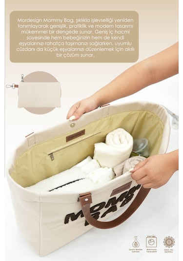 Panama Bag,anne Bebek Bakım Çantası,mommy Bag,cüzdan Hediyeli, Xl Büyük Boy, Essential Edit Serisi Bej