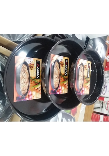 Emaye Fırın Tepsi Seti 34/38/42 CM Boylarda 3 Tepsi Siyah