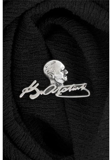 Atatürk İmzalı Ve Silüetli Gümüş Rozet -8476 Gümüş