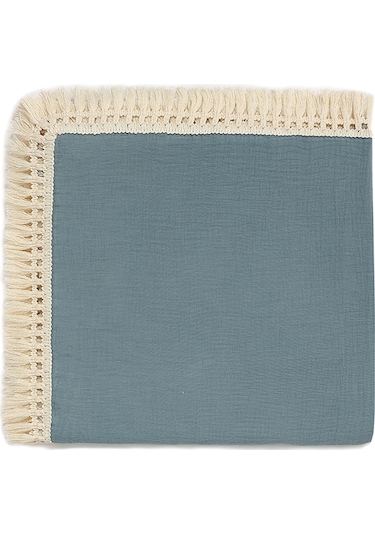 Jeehugo Yeni Doğan Bebek Muslin Battaniye, Tasselli Sarma Örtü, 80x65 Cm, Mavi Gri Turuncu Kahve Renk Seçenekleri Siyan