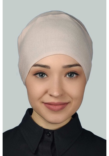 Altobeh Kadın Pratik Dikişsiz Bağcıklı Kaymayan Tesettür Penye Bone - Bej