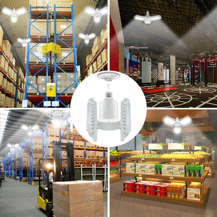 Konesam Led Garaj Lambası 3 Yapraklı 144 Led 8000 Lumen 6500k Ayarlanabilir Işık Yönü 36w Akıllı Ev Aydınlatma Sistemi Siyah Abs Siyah