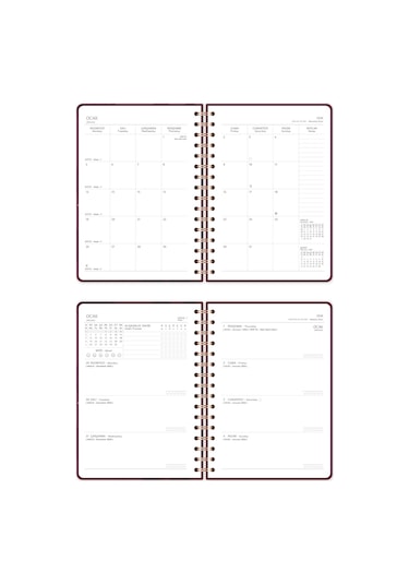 2026 A5 Spiralli Haftalık Ajanda 12 Aylık - Bordo Kalp Bordo Kalp