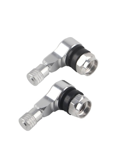 Konesam Alüminyum Alçıksız Motosiklet Lastik Valfi Gümüş - 90 Derece, Hava Basıncı Kontrolü, Kaçak Engelleme, 1 Çift