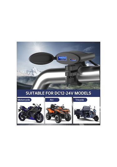 Honeybeeshop 12v Tip C Usb Hızlı Şarj Cihazı Pd Qc3 Evrensel Motosiklet Araba Telefon Şarj Aleti App Huawei Uyumlu