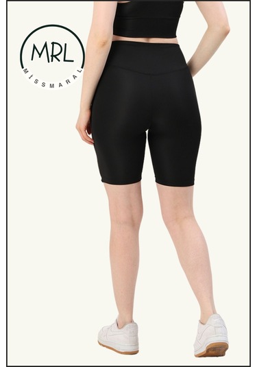 Kadın Siyah Yüksek Bel Toparlayıcı Biker Şort Kısa Spor Tayt Likralı Dalgıç Biker Tights 1043 Siyah Haki