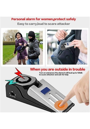 Supermarket1 3'lü Kapı Durdurucu Alarm - 120 Db Siren, Seyahat İçin Kullanışlı