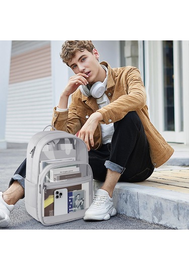 Jeemson Geniş Kapasiteli Şeffaf Sırt Çantası - Oxford & Pvc Malzeme, Ayarlanabilir Askılı Kemer, Okul/konser/ulaşım İçin Dayanıklı Tasarım