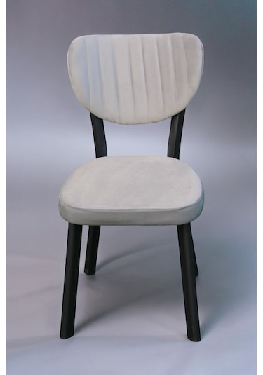 Rita Serisi, 1 Adet Gri Renk Elma Model Mutfak Sandalyesi, Yemek Sandalyesi Siyah Metal Ayak