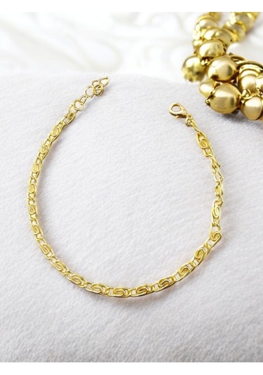 Feron Accessories Gold Renk Fermuar Desen Çelik Bileklik Gold