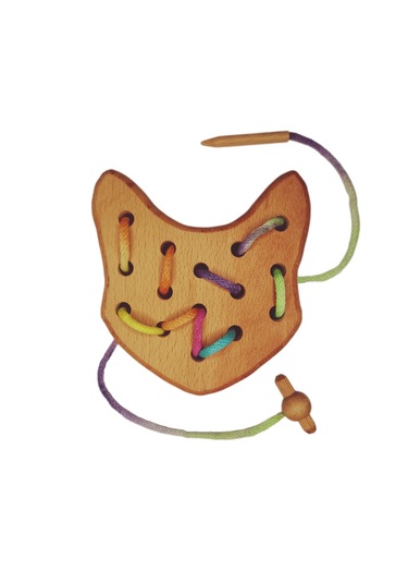 İp Geçirme Örme Oyunu Ahşap Kedi