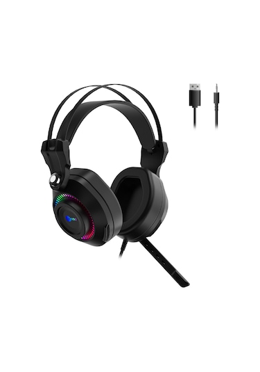 Lecoo HT405 3.5 MM Jack + USB Kablolu RGB Kulak Üstü Gaming Kulaklık
