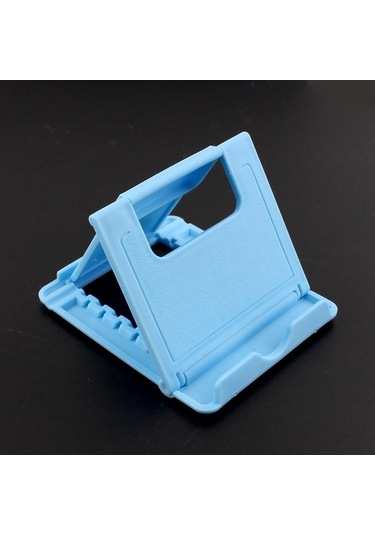 Mavi Evrensel Plastik Tutucu Masaüstü Standı Katlanabilir Telefon Ve Tablet Braketi Akıllı Telefon Için Şeker Renk Halkası