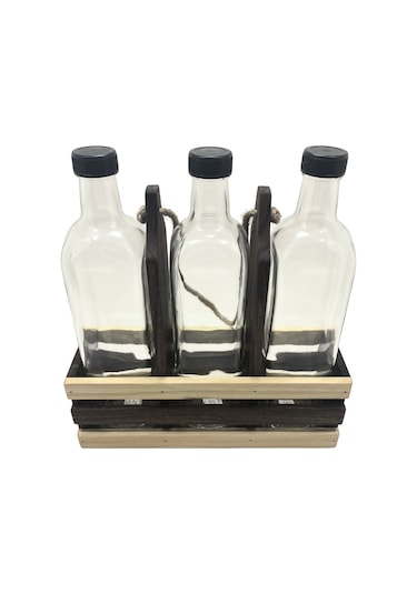 Ahşap Doğal 3lü Yağdanlık Ve Sosluk Takımı Kısa Başlık Set Ceviz 1 Set Ceviz