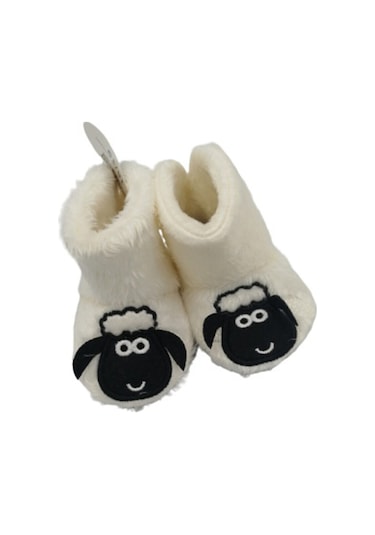 Kışlık Kuzulu Bebek Panduf Beyaz